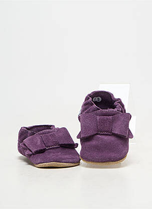Chaussons/pantoufles semelle extérieure cuir bout rond violet HOBEA  fille
