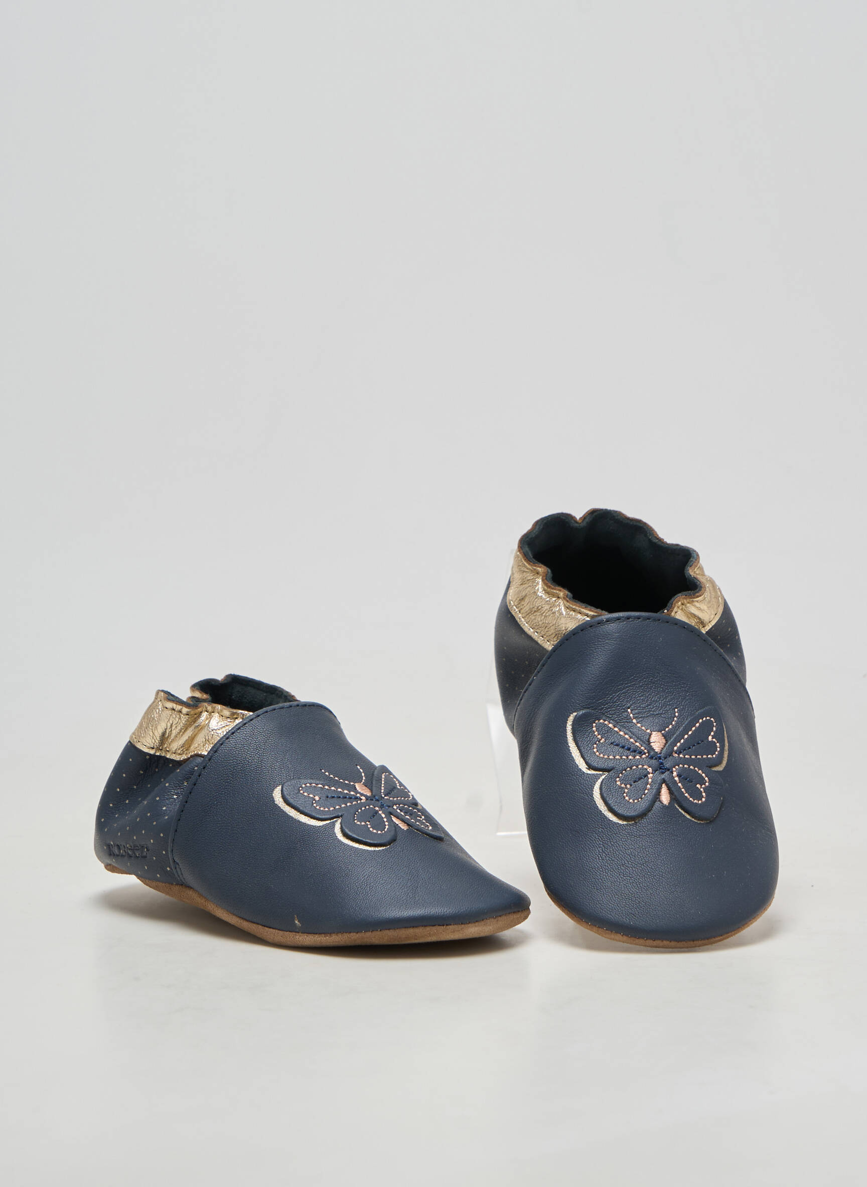 Chaussons/pantoufles matière lisse bout rond bleu ROBEEZ fille