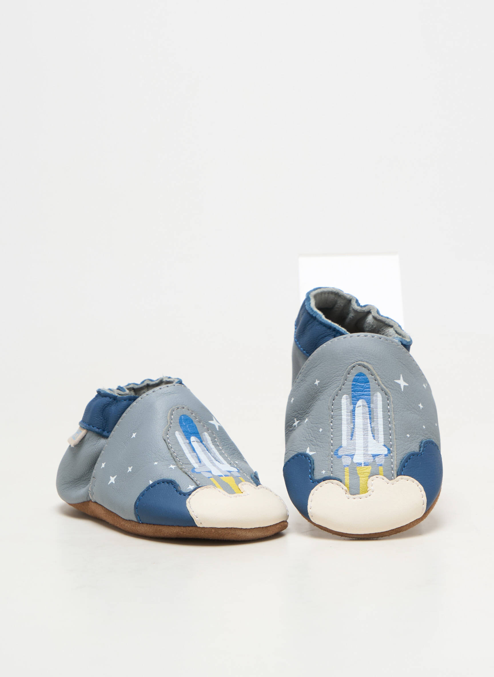 Chaussons/pantoufles matière lisse bout rond bleu ROBEEZ garçon