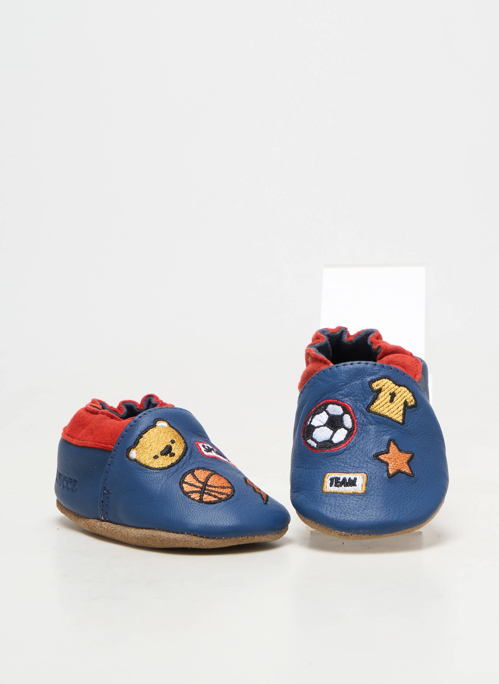 Chaussons/pantoufles matière lisse bout rond bleu ROBEEZ garçon