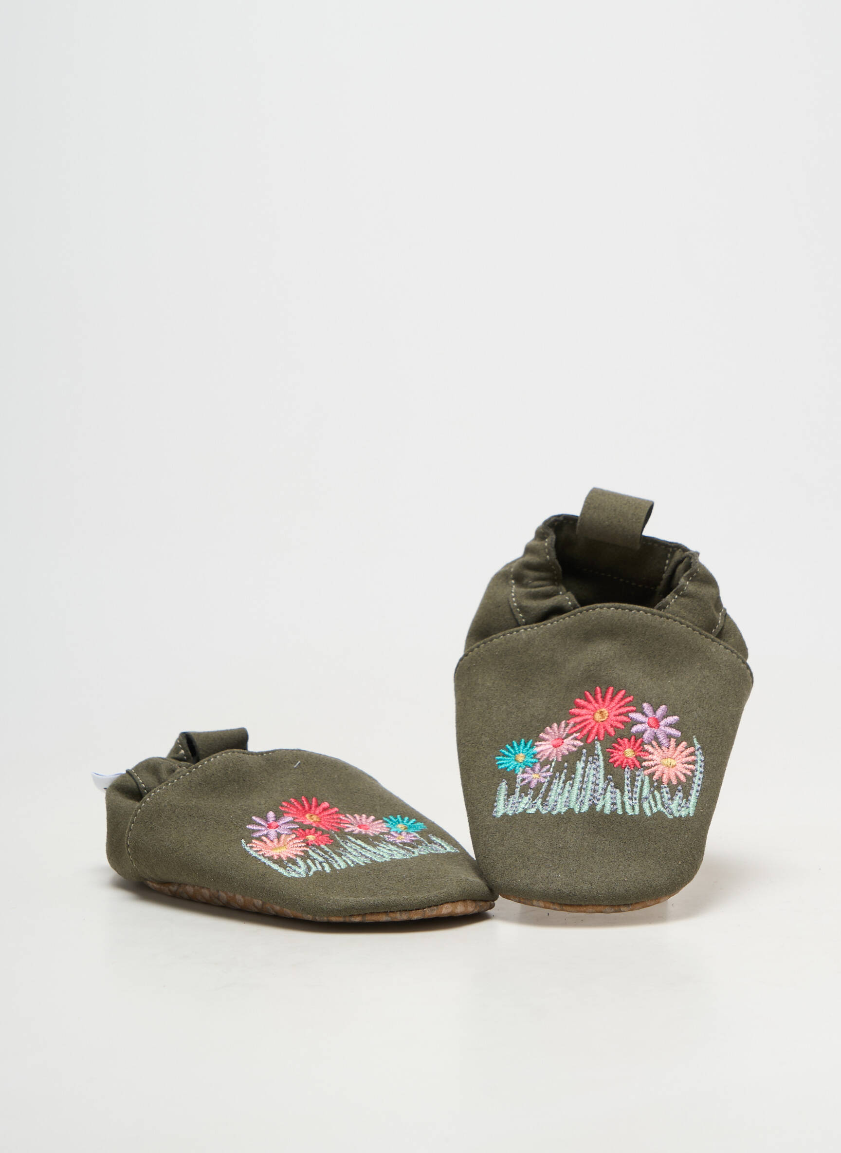 Chaussons/pantoufles semelle extérieure cuir bout rond vert HOBEA  garçon
