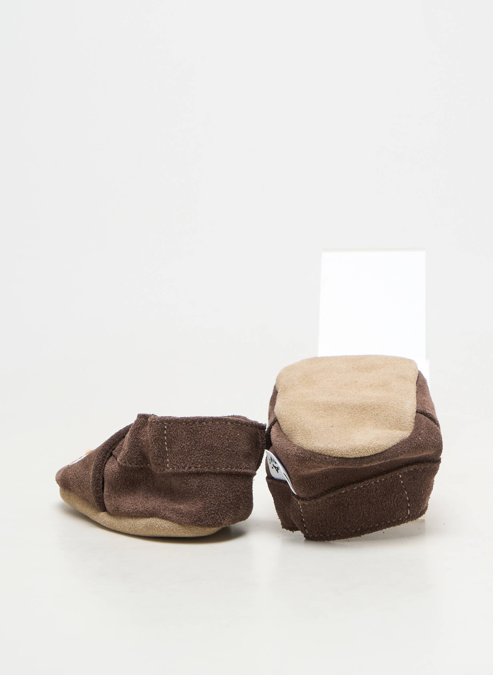 Chaussons/pantoufles semelle extérieure cuir bout rond marron HOBEA  garçon