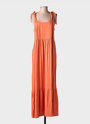 Robe longue coupe fluide fines bretelles orange LOLA ESPELETA femme