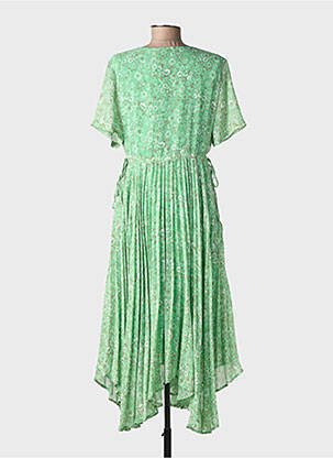 Robe longue imprimé fleurs manches courtes vert CREAM femme
