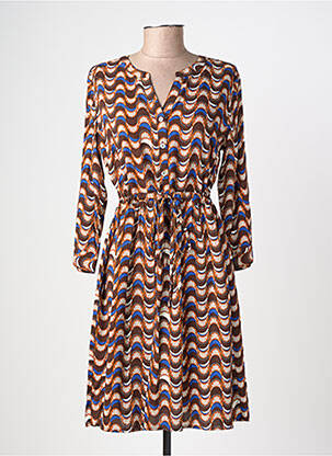 Robe mi-longue manches 3/4 manches 3/4 marron CREAM femme