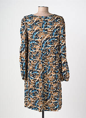 Robe mi-longue imprimé fantaisie manches longues marron LOLA ESPELETA femme