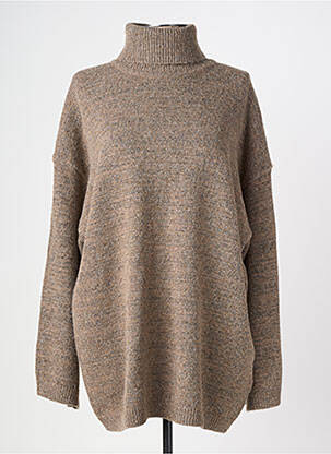 Pull col roulé maille grosse maille manches longues marron SOYACONCEPT femme