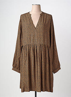 Robe mi-longue manches longues manches longues marron LOSAN femme
