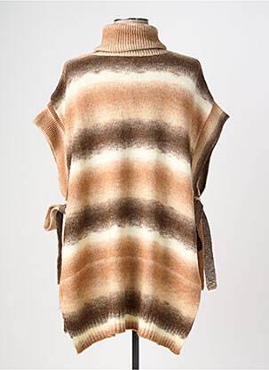 Pull tunique col roulé sans manche marron LOLA ESPELETA femme