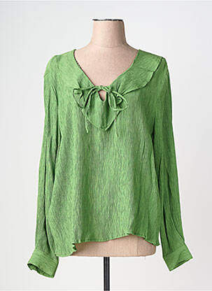 Blouse poignets boutonnés avec fente manches longues vert CREAM femme