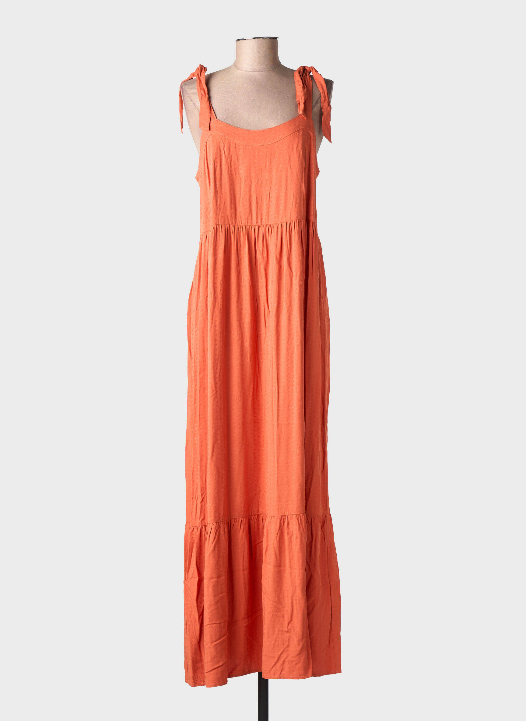 Robe longue coupe fluide fines bretelles orange LOLA ESPELETA femme