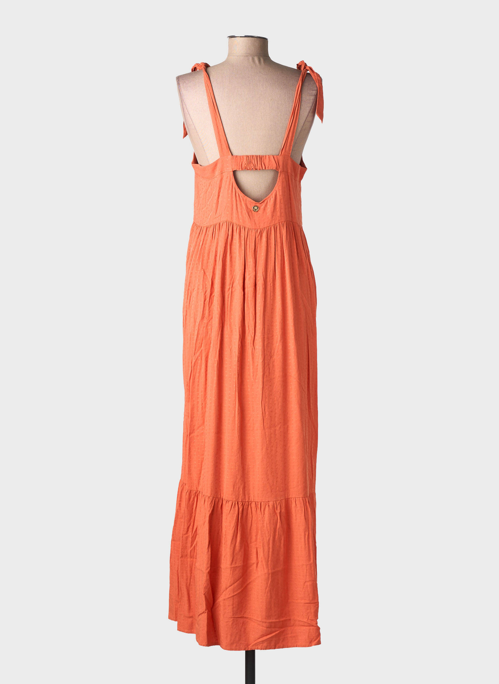 Robe longue coupe fluide fines bretelles orange LOLA ESPELETA femme