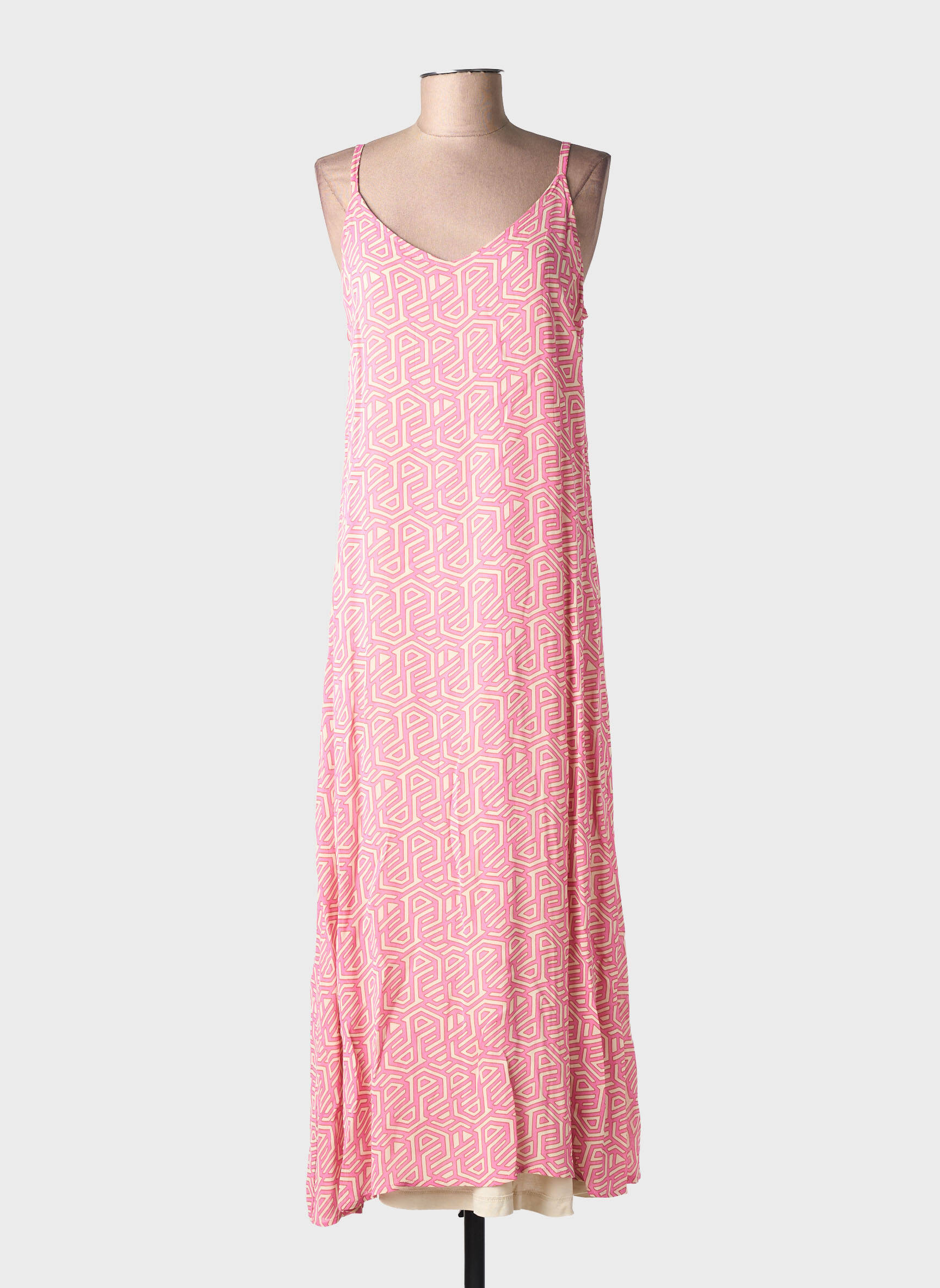 Robe longue imprimé fantaisie fines bretelles rose CREAM femme