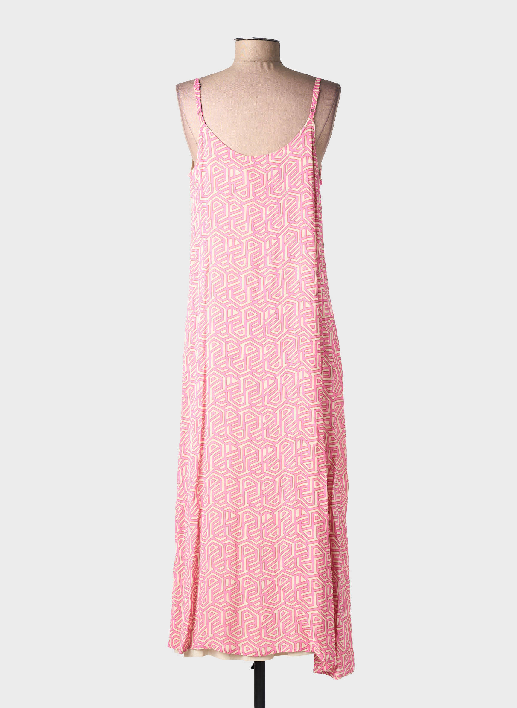 Robe longue imprimé fantaisie fines bretelles rose CREAM femme