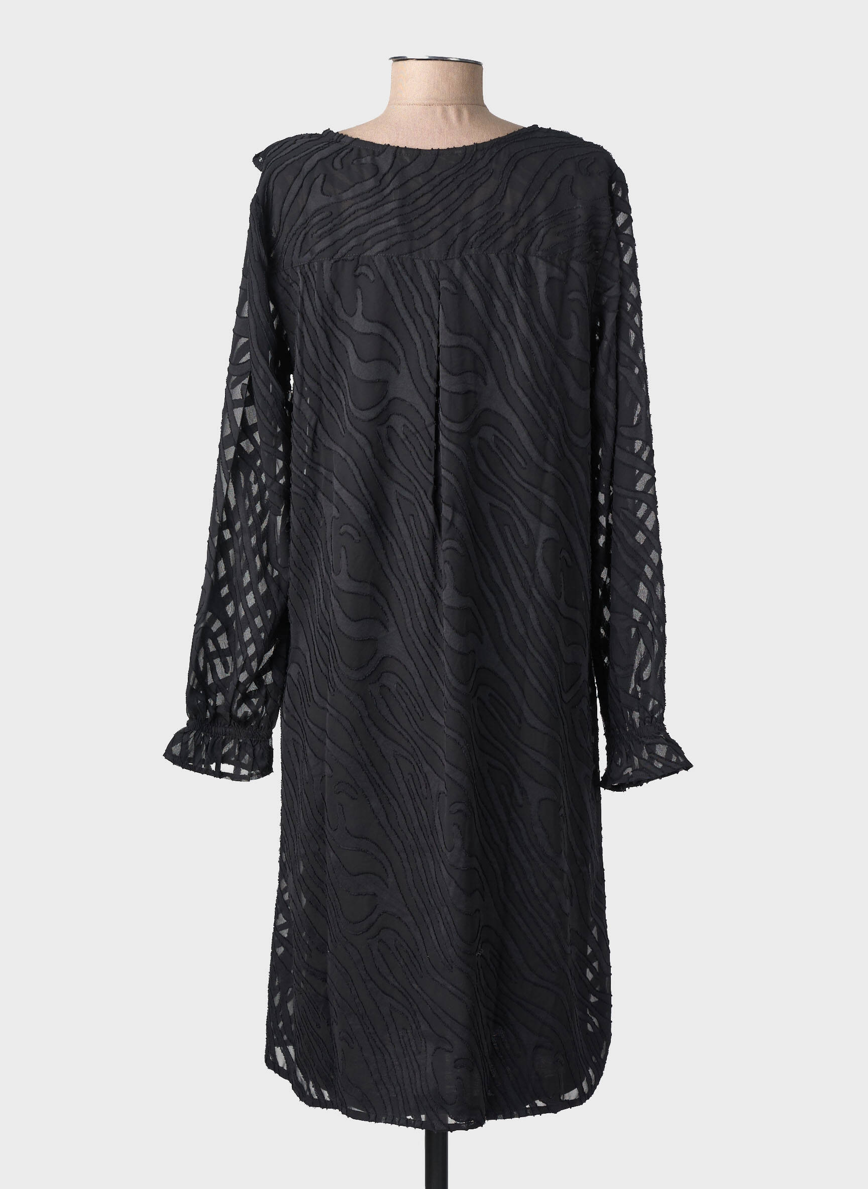Robe mi-longue manches longues manches longues noir CREAM femme