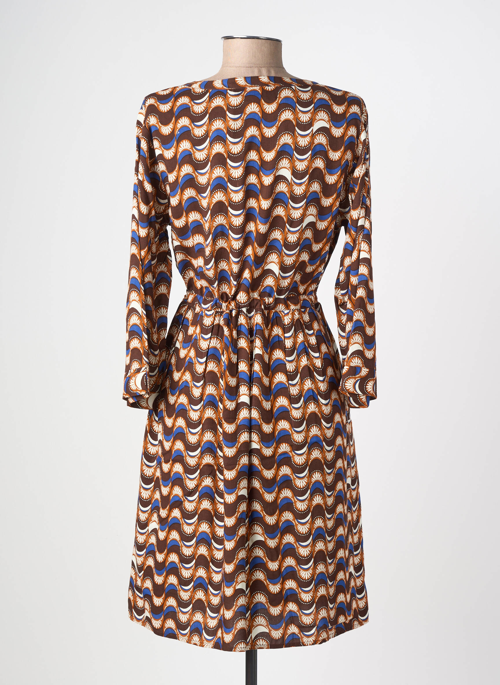 Robe mi-longue manches 3/4 manches 3/4 marron CREAM femme