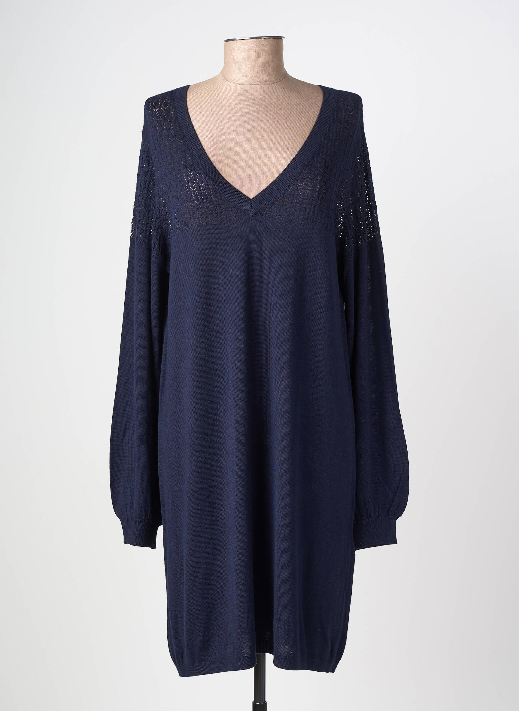 Robe mi-longue manches longues manches longues bleu LOLA ESPELETA femme