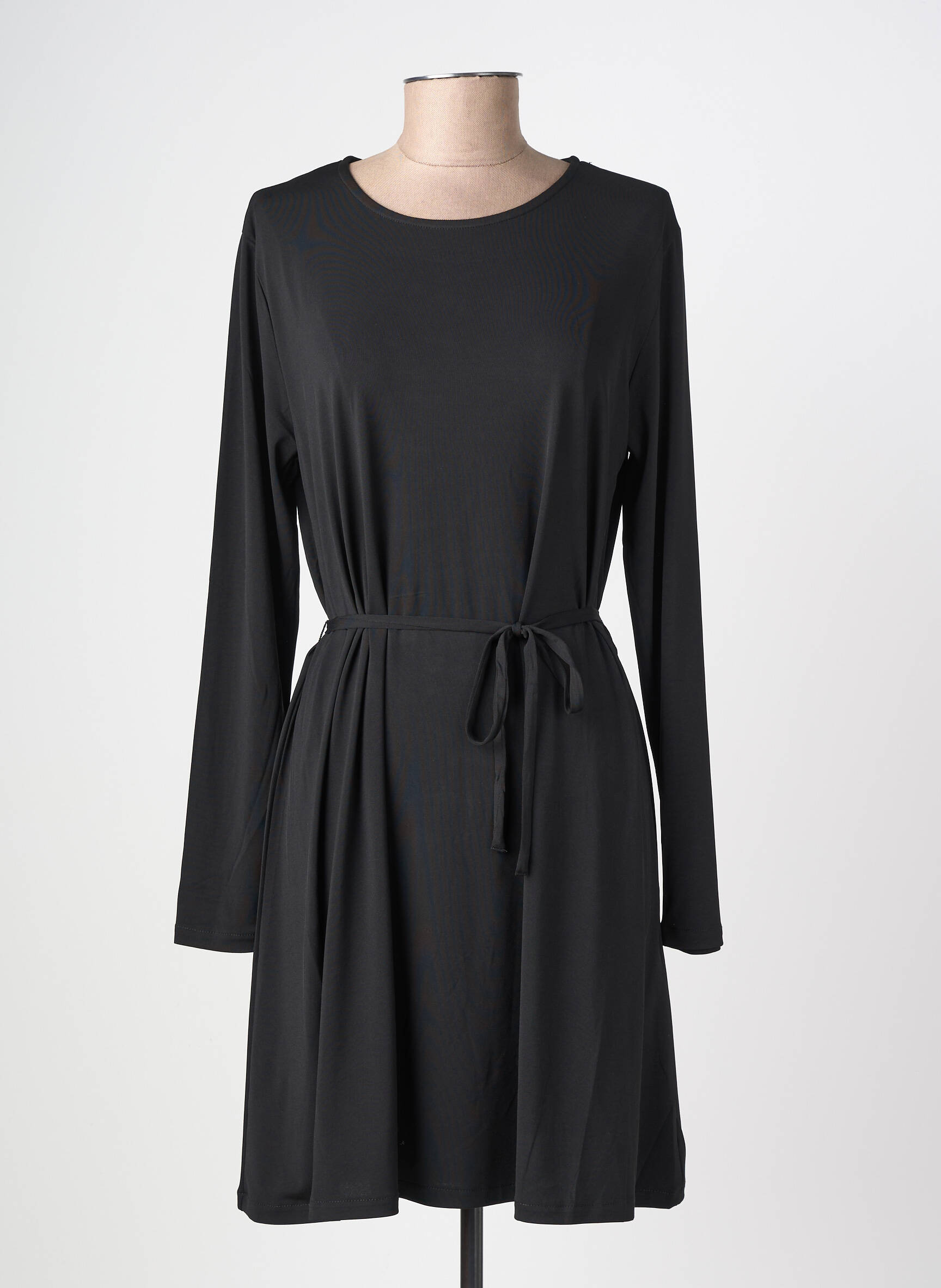 Robe mi-longue manches longues manches longues noir LOSAN femme