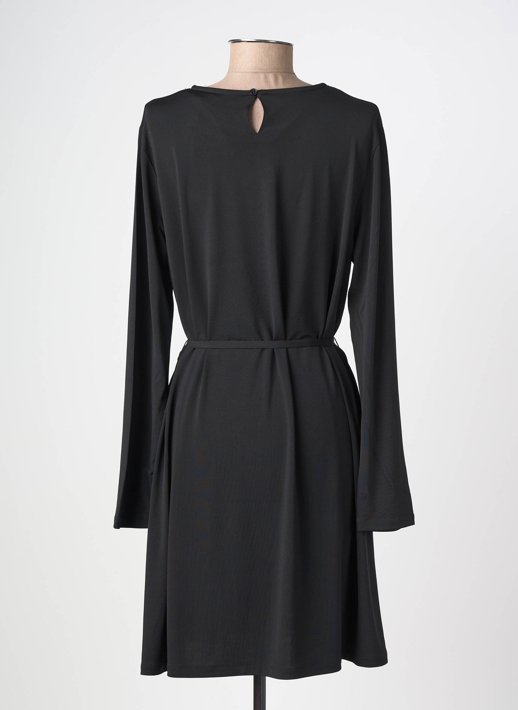Robe mi-longue manches longues manches longues noir LOSAN femme