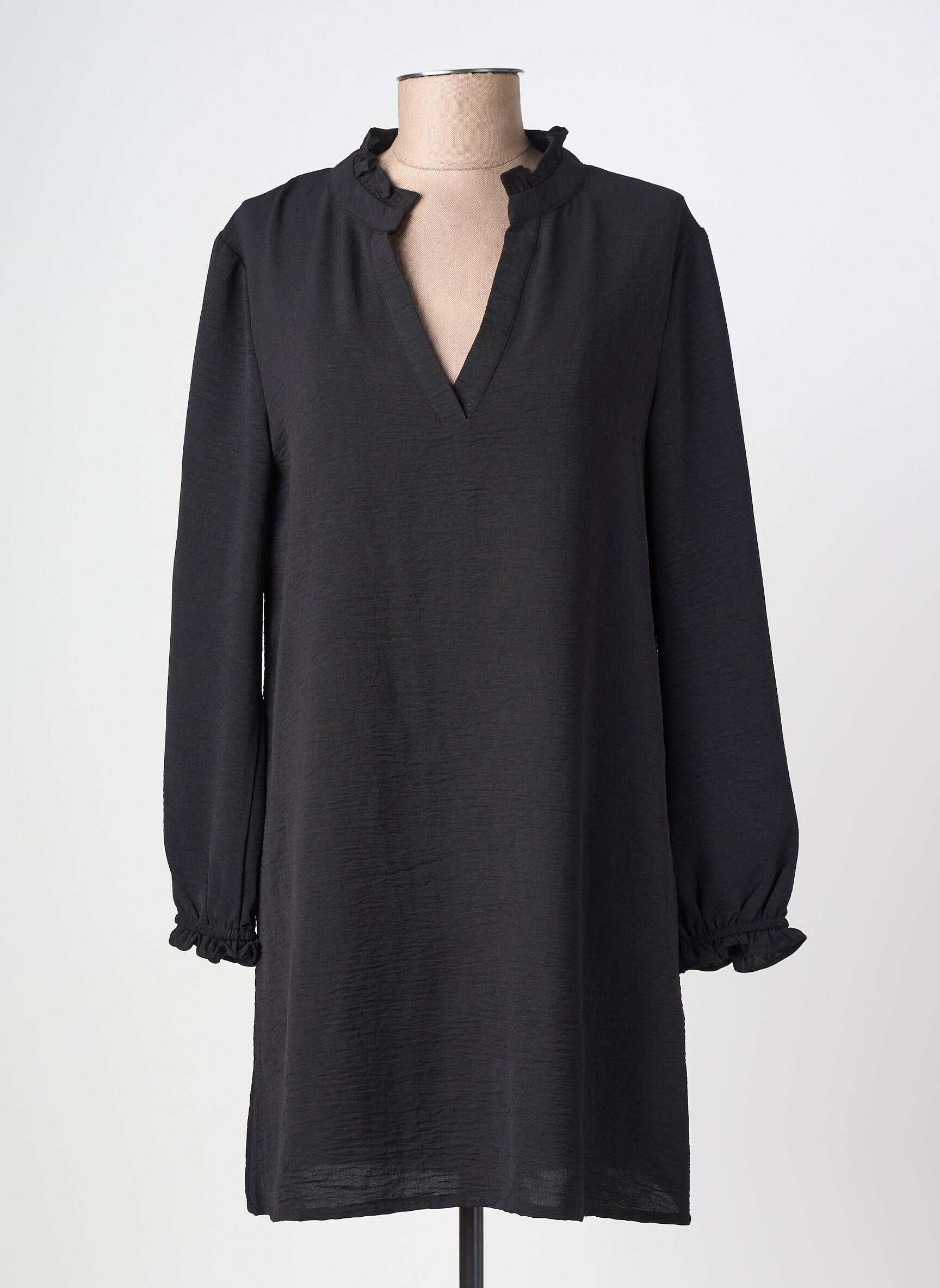 Robe courte manches longues manches longues noir LOSAN femme