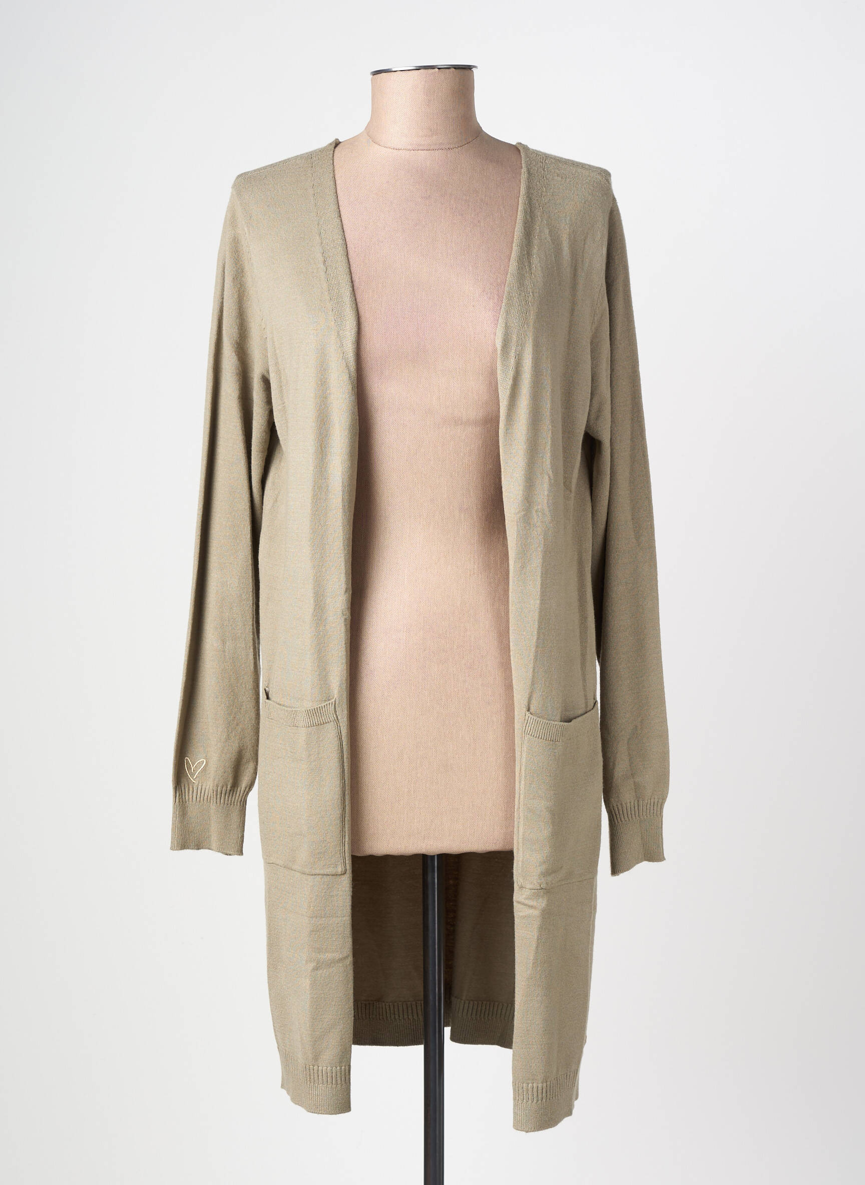 Gilet manches longues manches longues vert CREAM femme