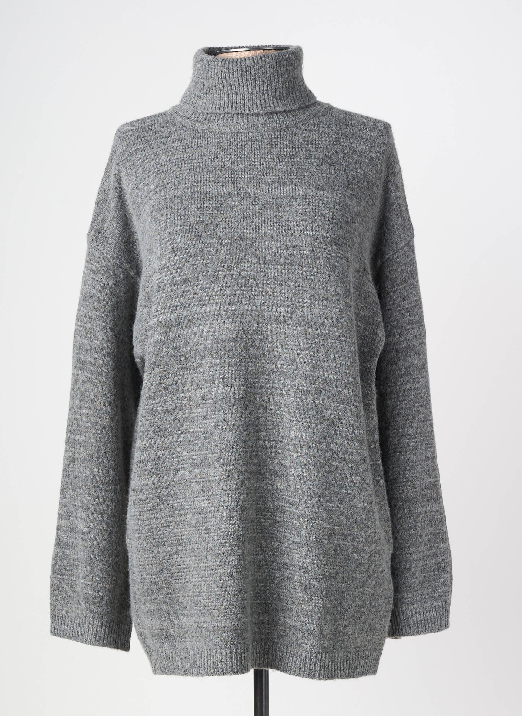 Pull col roulé maille grosse maille manches longues gris SOYACONCEPT femme