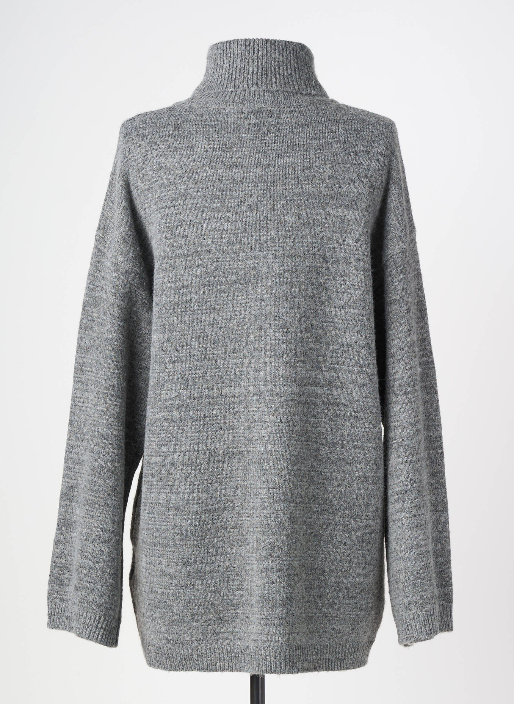 Pull col roulé maille grosse maille manches longues gris SOYACONCEPT femme