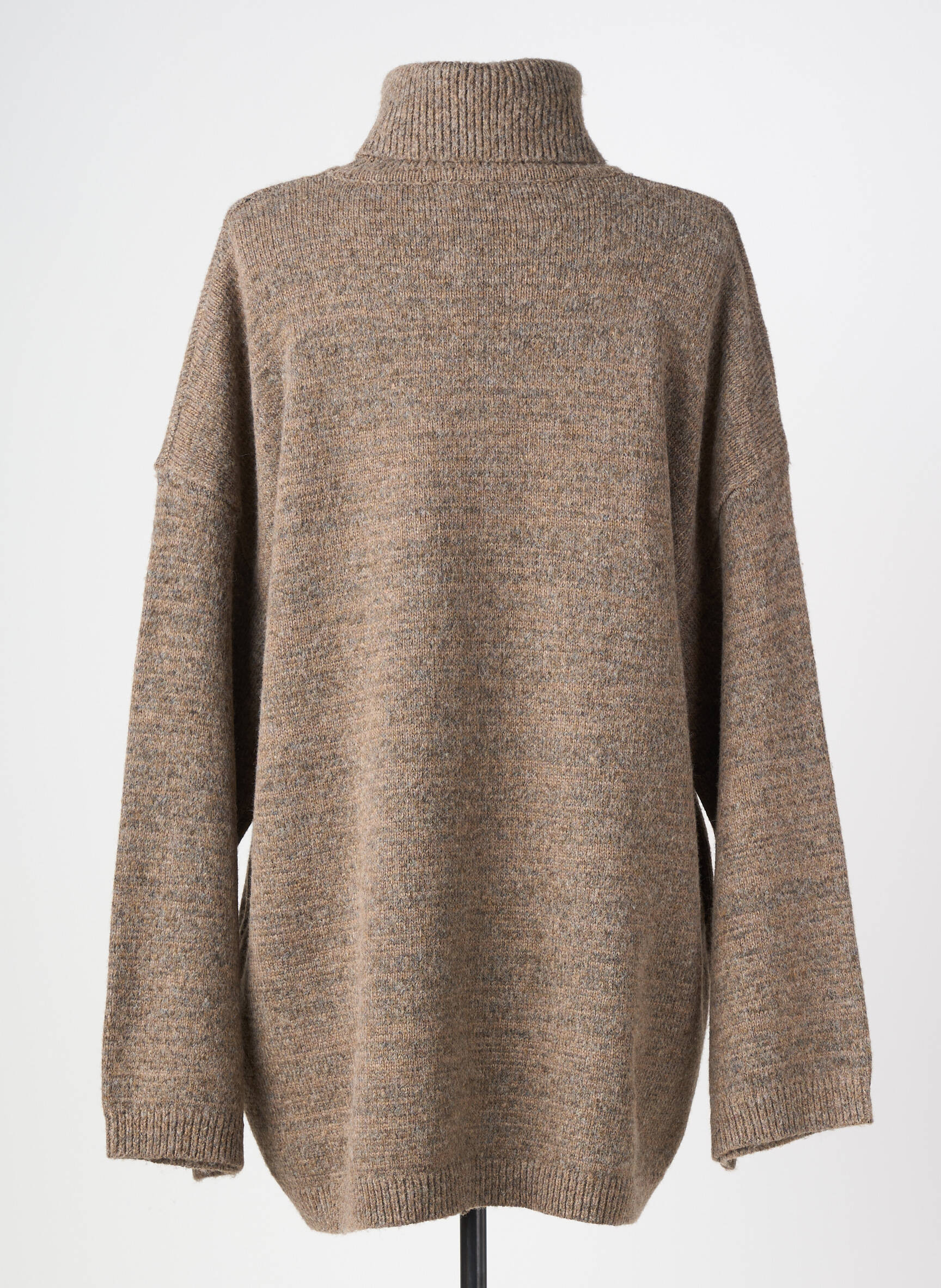 Pull col roulé maille grosse maille manches longues marron SOYACONCEPT femme