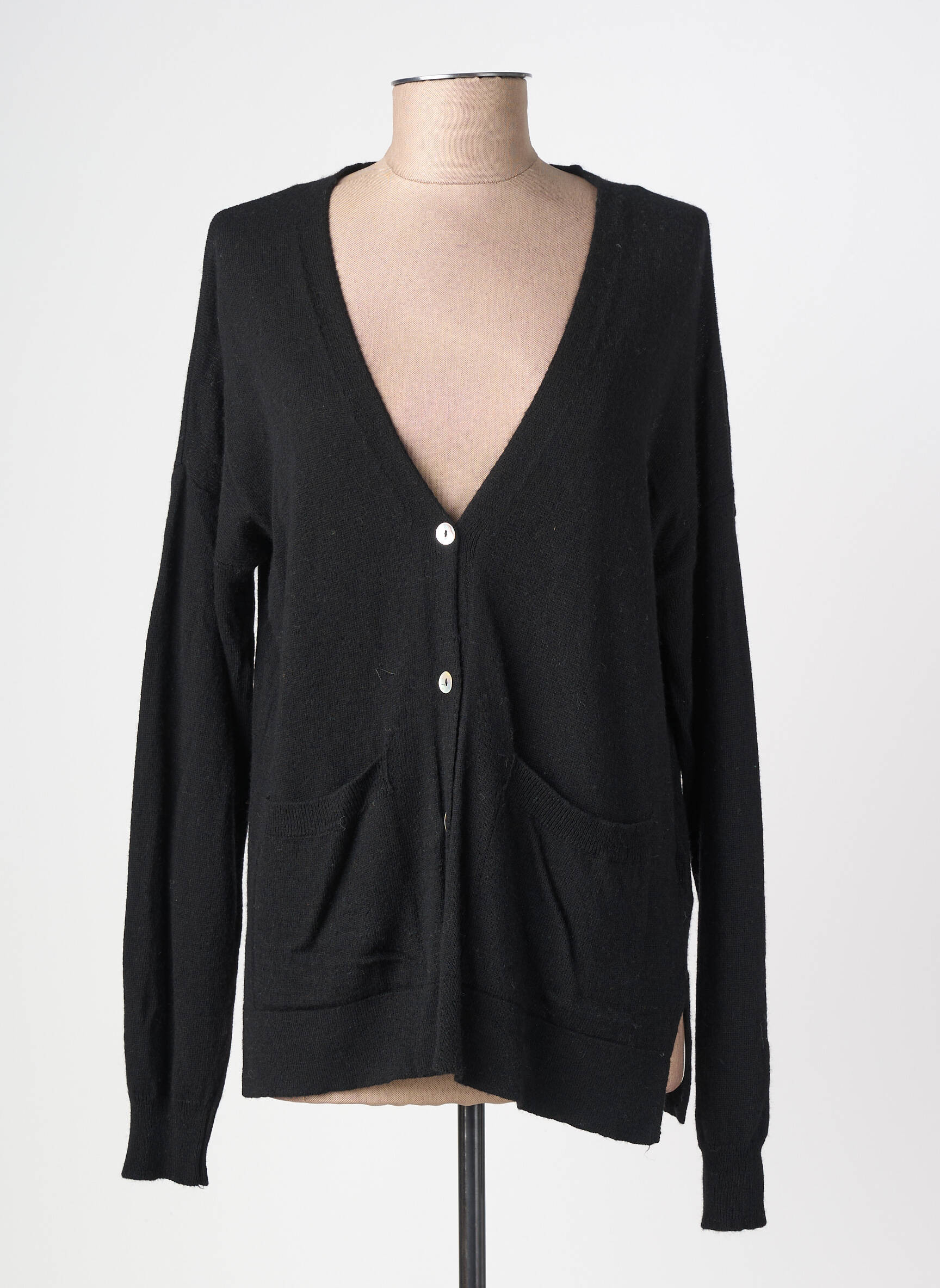 Gilet manches longues fermeture boutonnée sur le devant noir LOLA ESPELETA femme