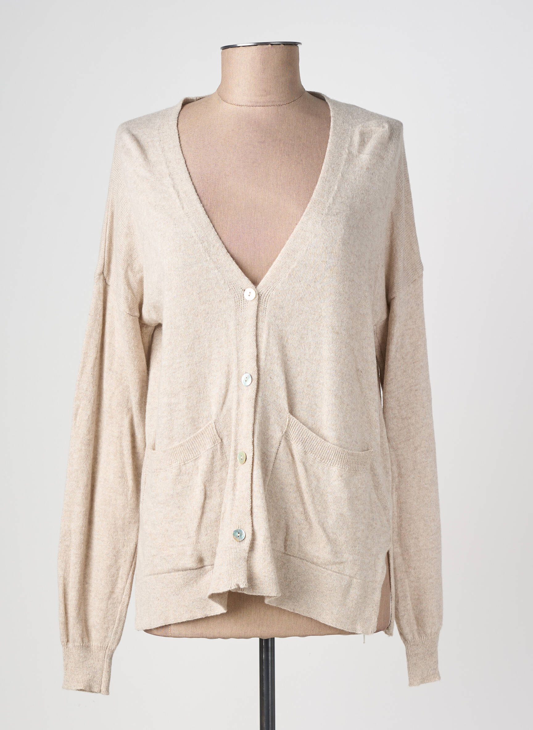 Gilet manches longues fermeture boutonnée sur le devant beige LOLA ESPELETA femme