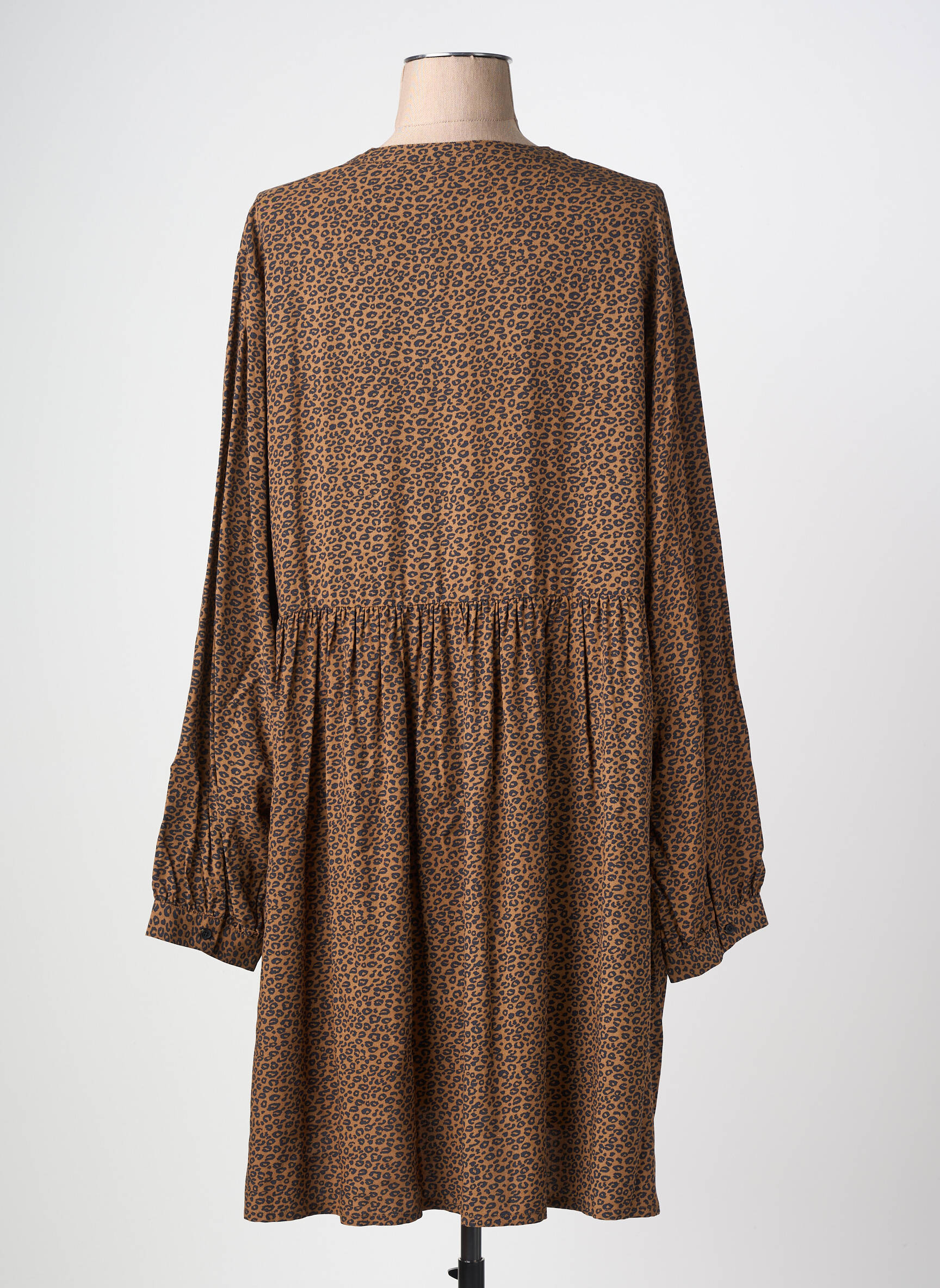 Robe mi-longue manches longues manches longues marron LOSAN femme