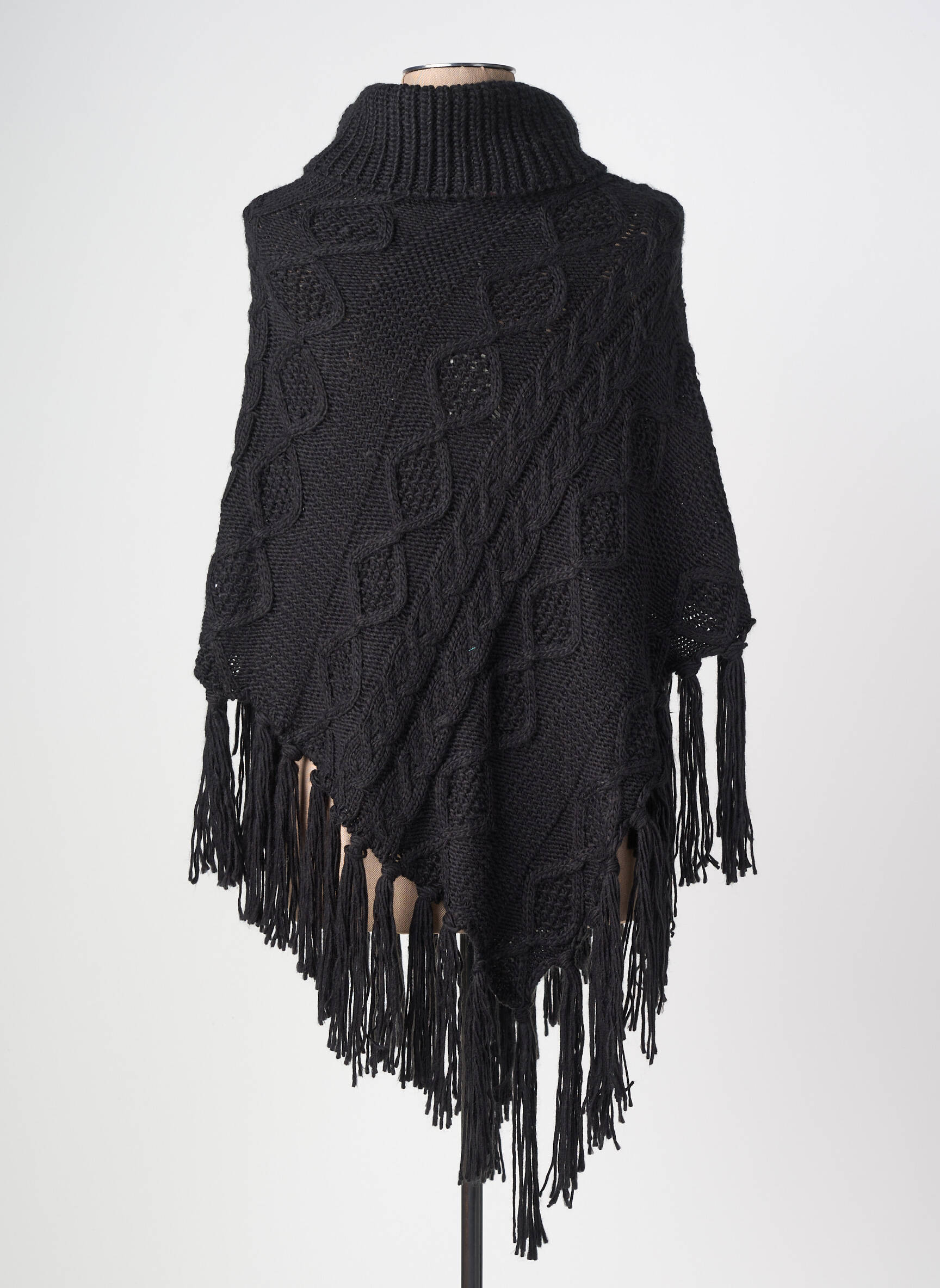 Poncho col roulé noir CREAM femme