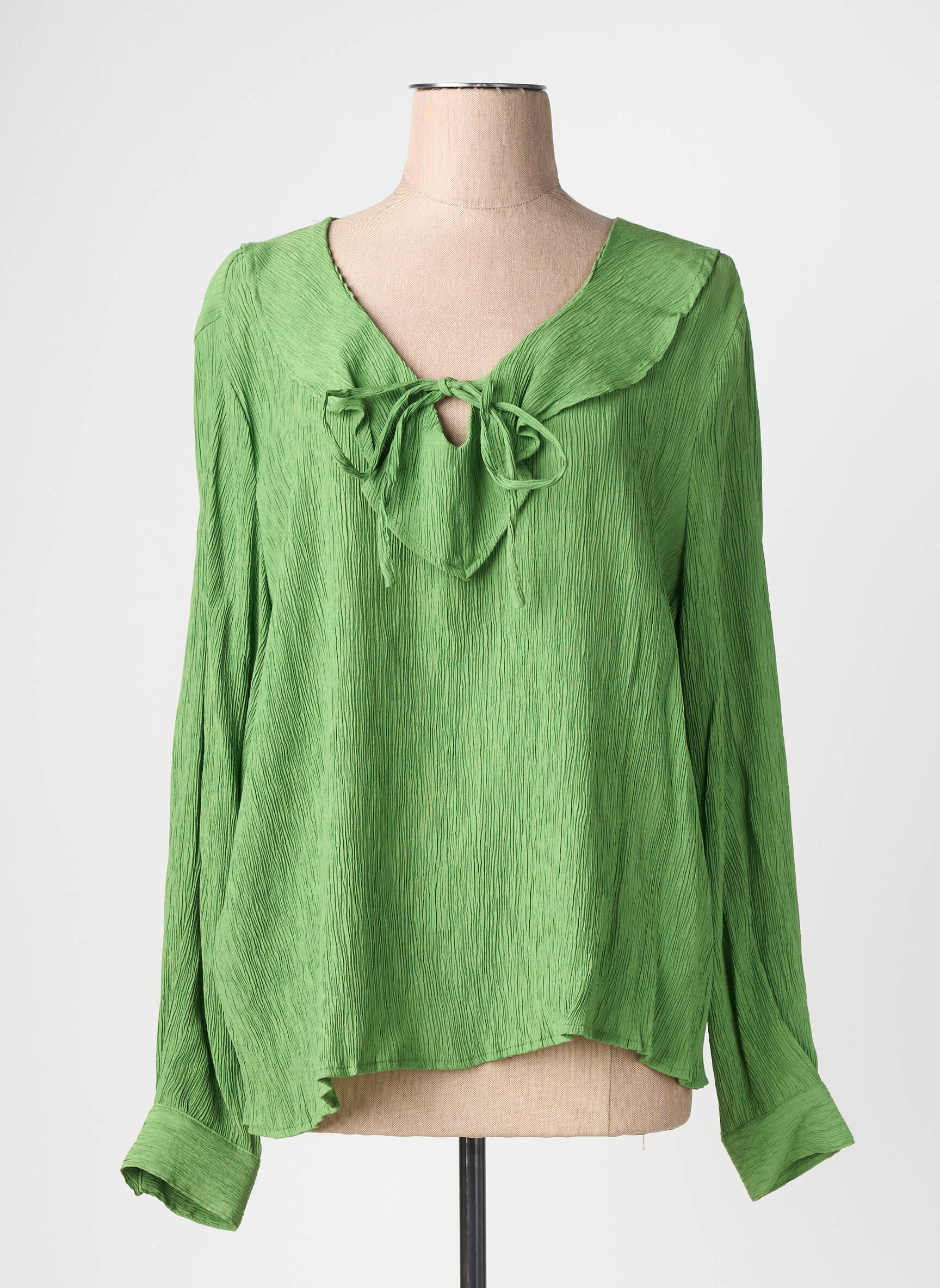 Blouse poignets boutonnés avec fente manches longues vert CREAM femme