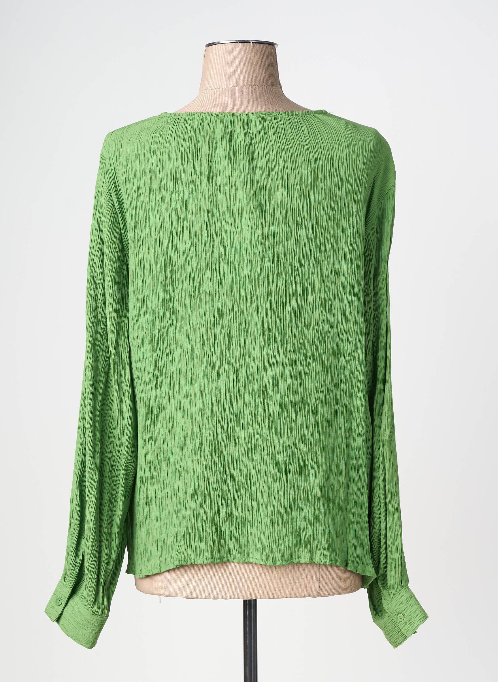 Blouse poignets boutonnés avec fente manches longues vert CREAM femme
