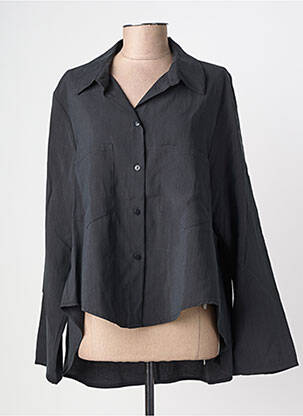Chemisier tissage popeline manches longues noir PLEASE femme