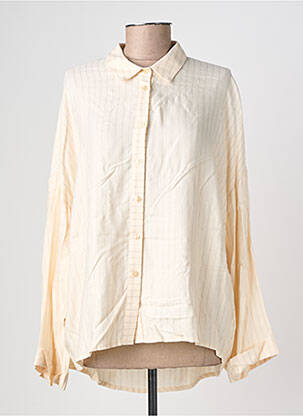 Chemisier tissage popeline manches longues beige PLEASE femme