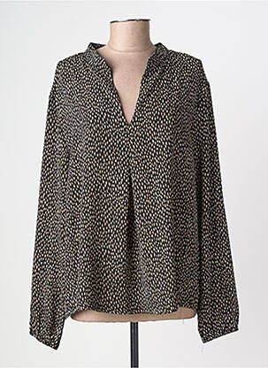 Blouse imprimé fantaisie manches longues noir LOSAN femme