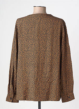 Blouse tissage popeline manches longues marron LOSAN femme