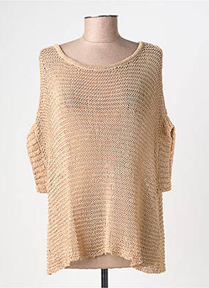 Pull maille ajourée manches courtes beige CREAM femme