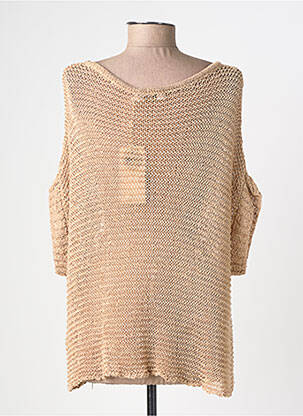 Pull maille ajourée manches courtes beige CREAM femme