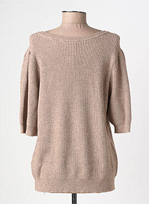 Pull maille souple et aérée manches 3/4 marron CREAM femme