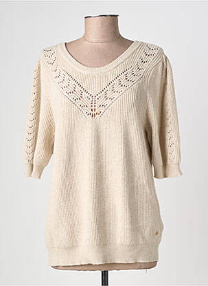 Pull maille souple et aérée manches 3/4 beige CREAM femme