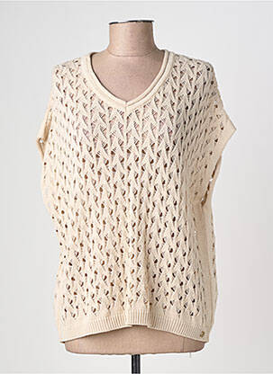 Pull maille ajourée manches courtes beige LOLA ESPELETA femme