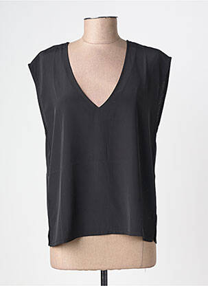 Top coupe fluide manches courtes noir LOSAN femme