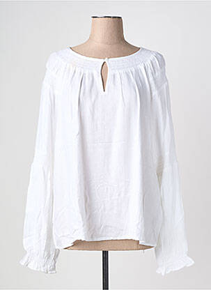 Blouse tissage popeline manches longues blanc CREAM femme