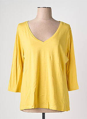 Top col v manches 3/4 jaune CREAM femme