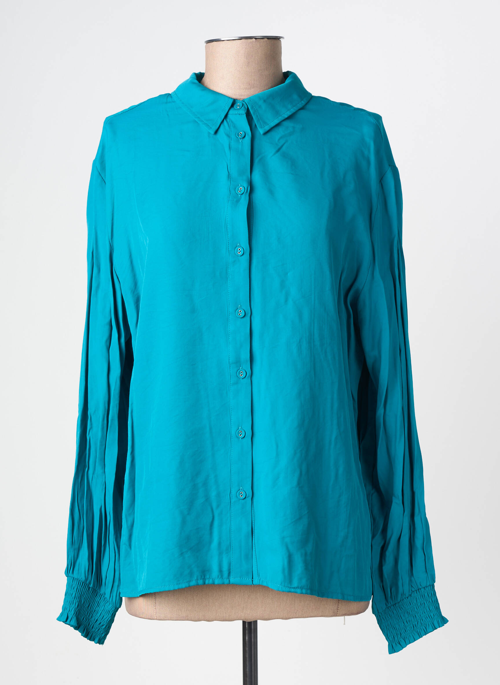 Chemisier coupe fluide manches longues bleu CREAM femme