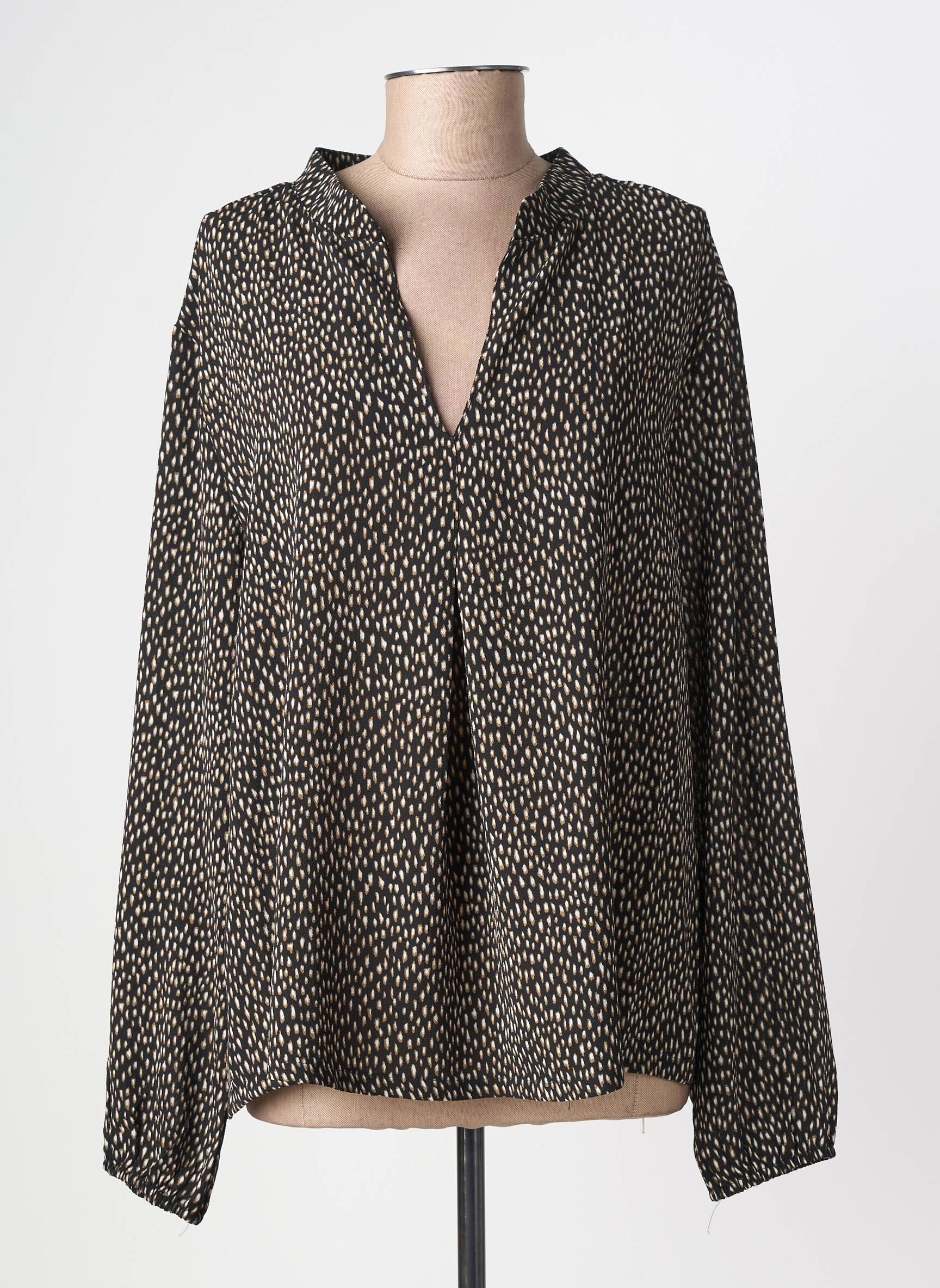 Blouse imprimé fantaisie manches longues noir LOSAN femme
