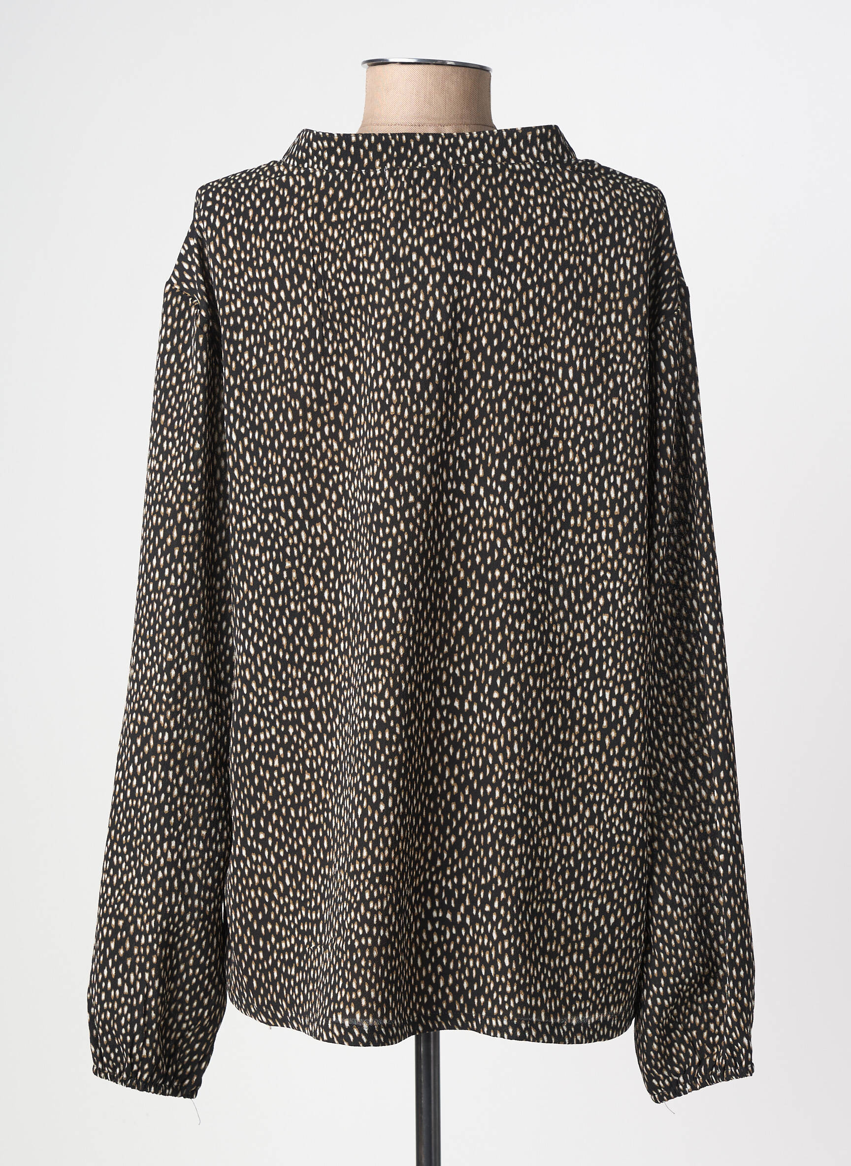 Blouse imprimé fantaisie manches longues noir LOSAN femme