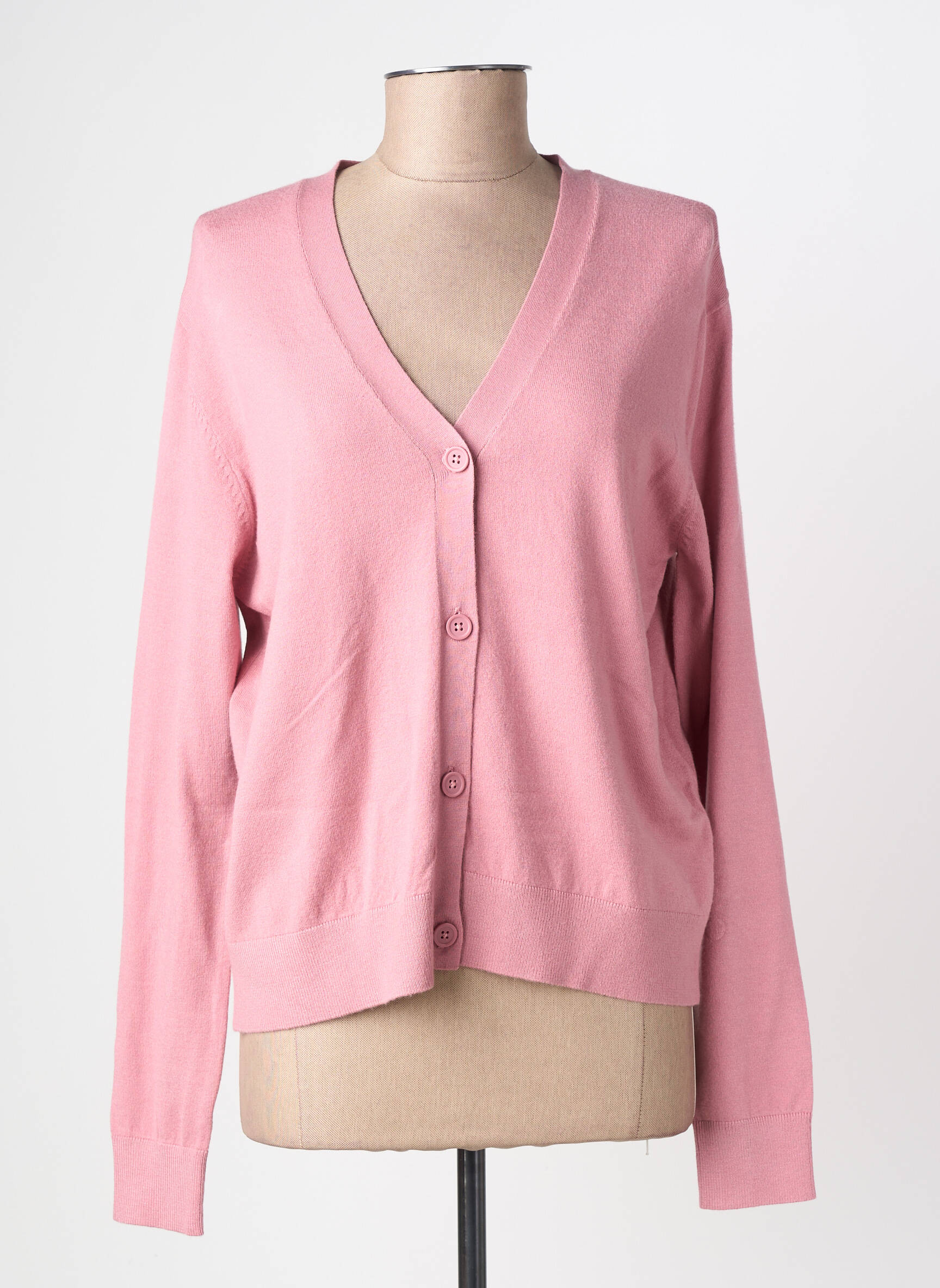 Gilet manches longues fermeture boutonnée sur le devant rose LOSAN femme